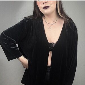 Witchy Whimsigoth Black Velvet Kimono Jacket Cardigan